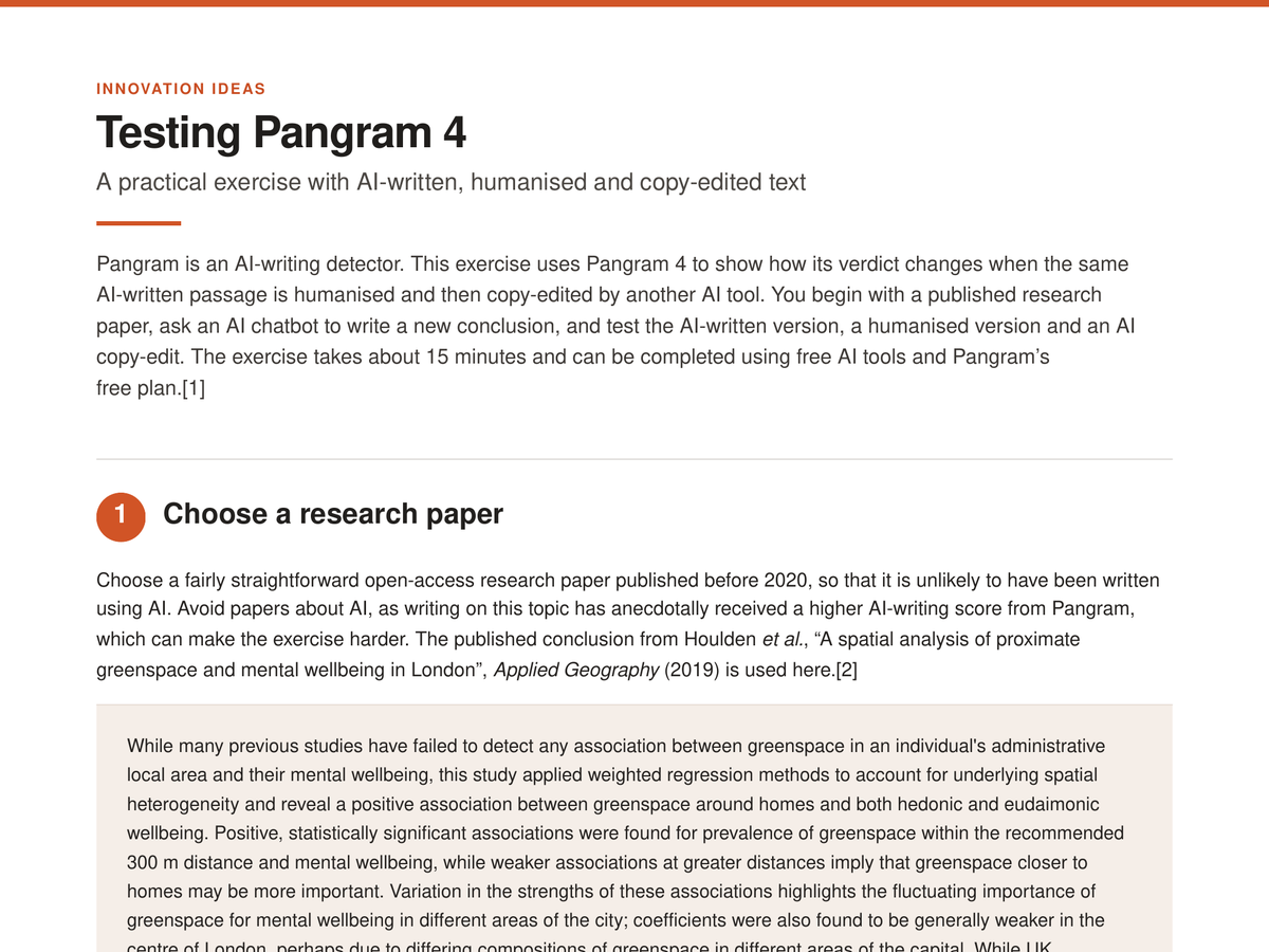 Preview of the Testing Pangram 4 practical exercise